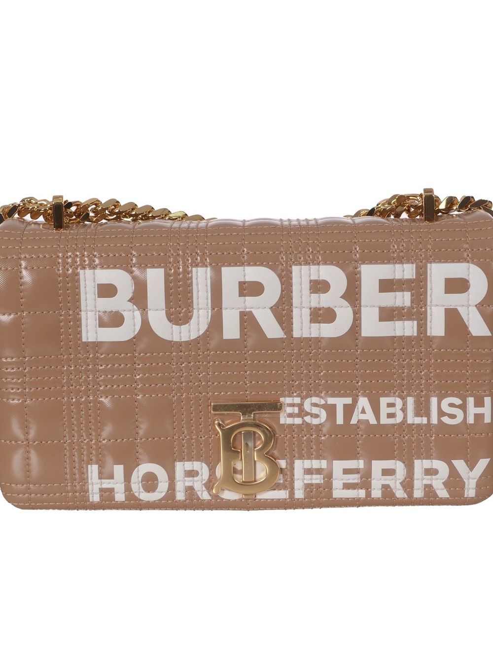 ❤️ Burberry Tan Quilted Logo Shoulder Bag with Gold Chain Bag ❤️